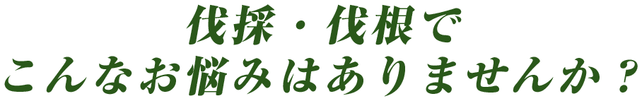 伐採・伐根でこんなお悩みはありませんか？
